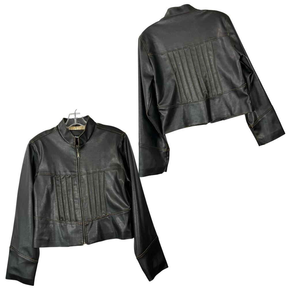 Dollhouse Women’s Faux Leather Moto Peplum Jacket XL Y2K Grunge